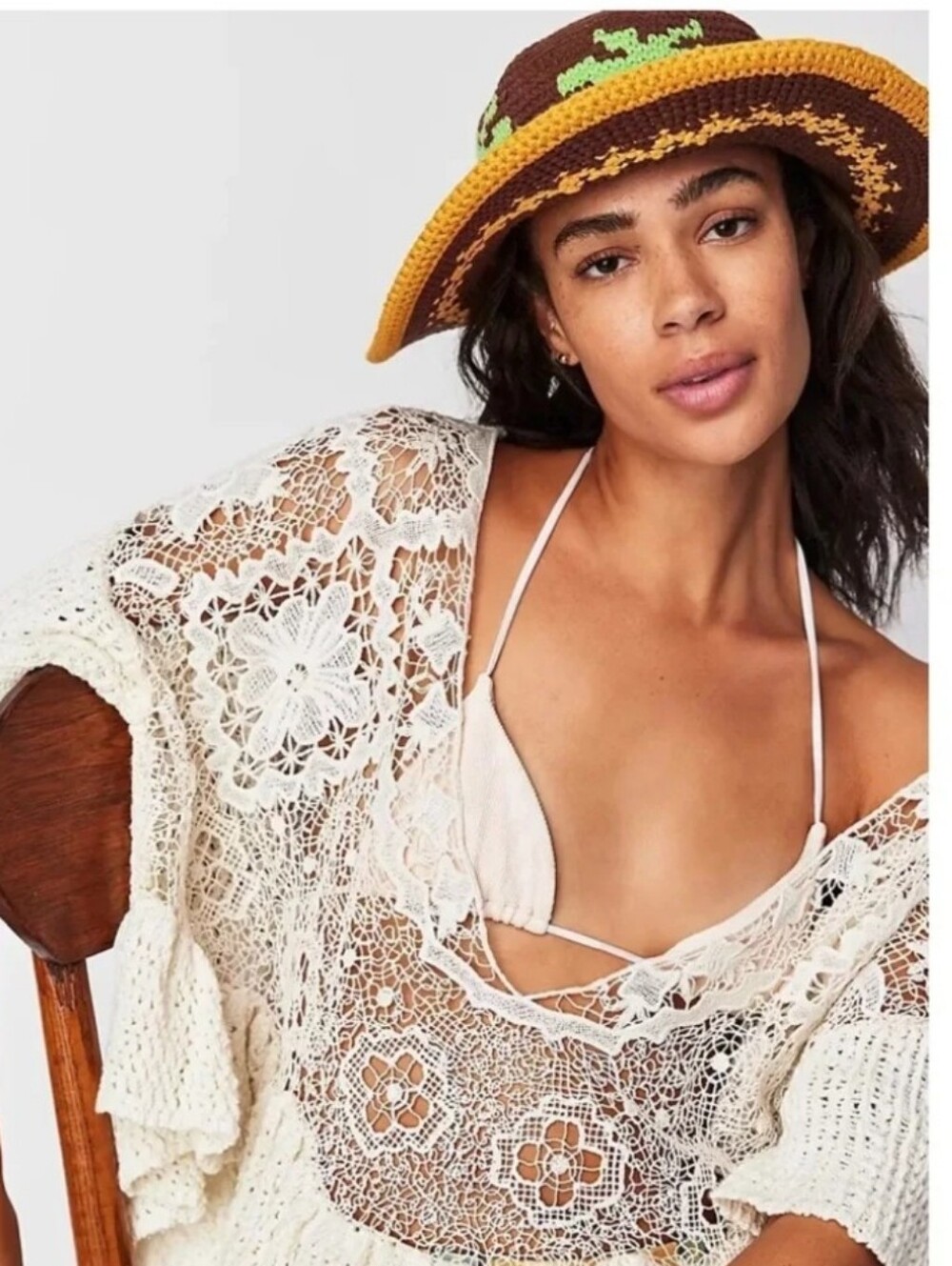 Free People Palm Springs Crochet Bucket Hat